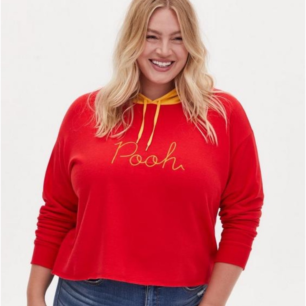 Torrid Disney Winnie The Pooh Red Fleece Crop Hoodie